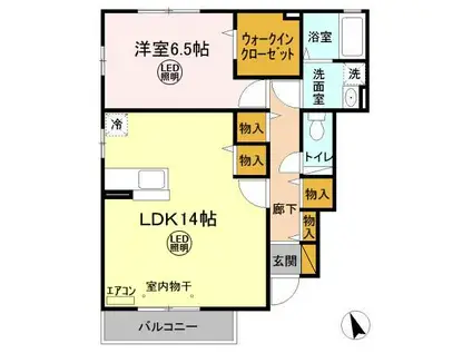 ベル テールA(1LDK/1階)の間取り写真