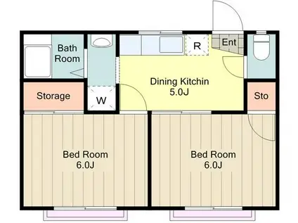 ドリームハウスA棟(2SDK/1階)の間取り写真