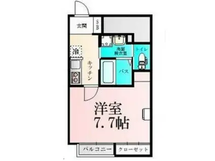 BAU五輪1号棟(1K/1階)の間取り写真