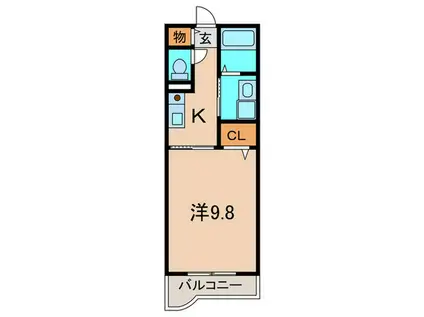 アドラブール(1K/2階)の間取り写真