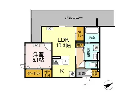 ディーレジデンス稲城(1LDK/4階)の間取り写真