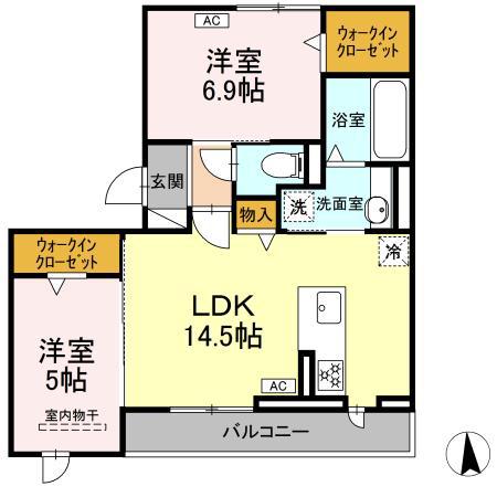 DーROOM戎町(2LDK/3階)の間取り写真