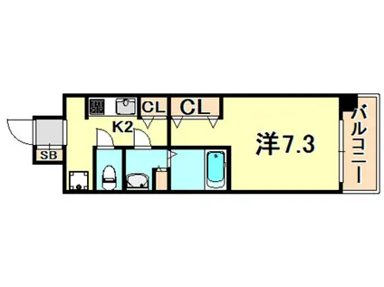 W-STYLE神戸II(1K/6階)の間取り写真