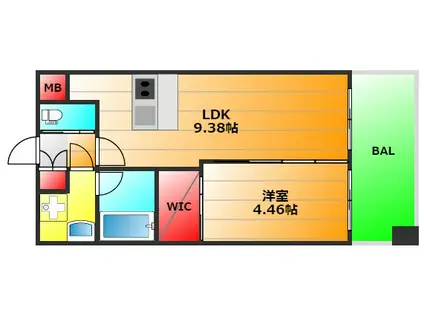 プレジオ難波ユーロ(1LDK/11階)の間取り写真