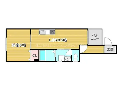 クルーズ生野西(1LDK/1階)の間取り写真