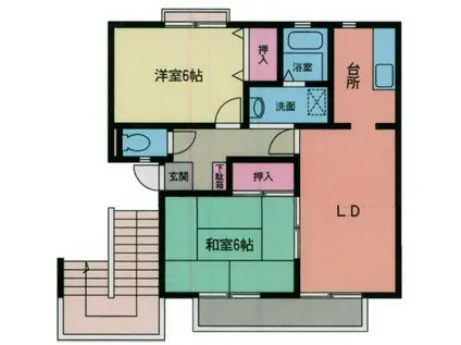 グランシャリオ鳥山(2LDK/1階)の間取り写真