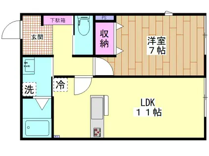G.FLAPVIII(1LDK/1階)の間取り写真