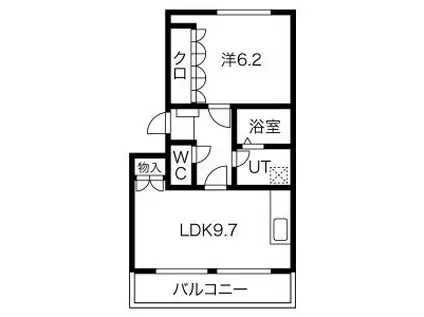 ふぁみーるA棟B棟(1LDK/2階)の間取り写真