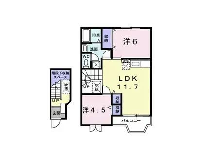 ミレニアムKAN II A棟(2LDK/2階)の間取り写真