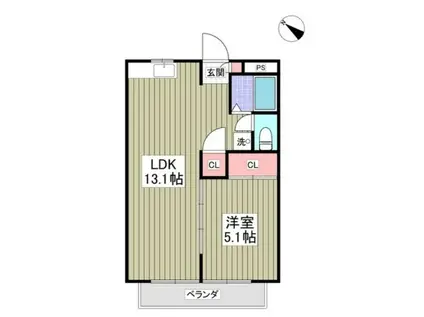 コーポ美鈴(1LDK/2階)の間取り写真