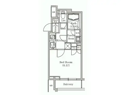 グラマシー横濱関内(1K/2階)の間取り写真