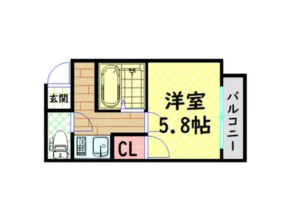 新町エビス(1K/5階)の間取り写真