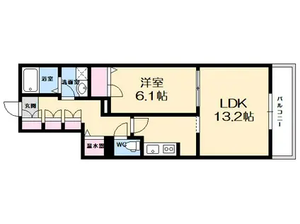 メゾン・カンフリエ井口(1LDK/2階)の間取り写真