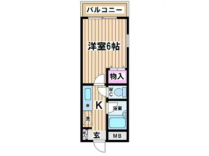 アルブル(1K/4階)の間取り写真