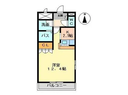 ルーラルII(1K/1階)の間取り写真