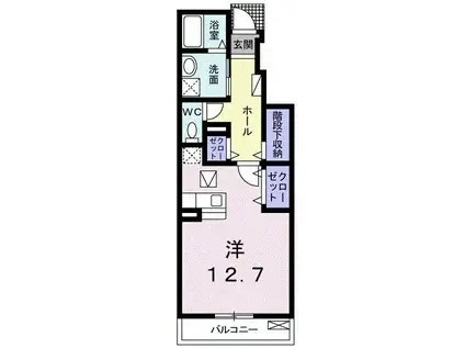 セッサンタ(ワンルーム/1階)の間取り写真