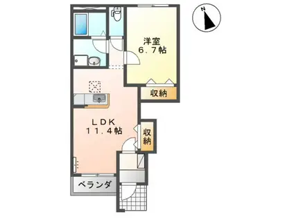 LE MIRAGE(1LDK/1階)の間取り写真