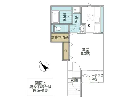 UN POIREAU(1K/1階)の間取り写真