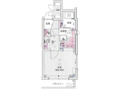 ユナイテッドグロー高田馬場(1K/2階)の間取り写真