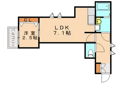 KAG.R九産大前(1LDK/1階)の間取り写真