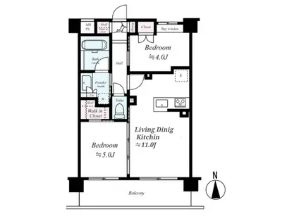 グローベルタワー梅島(2LDK/2階)の間取り写真