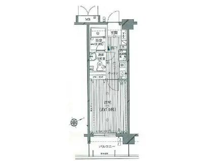 グランド・ガーラ南大井(1K/4階)の間取り写真