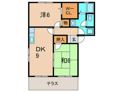 フレマリール北ノ口(2DK/1階)の間取り写真