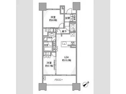 ザ・パークハウス名古屋(2LDK/6階)の間取り写真