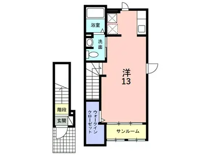 アンファミーユI(ワンルーム/2階)の間取り写真