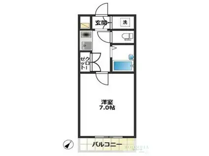 ビュートピネ早稲田(1K/2階)の間取り写真