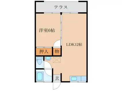 グリーンコーポ久木田(1LDK/2階)の間取り写真