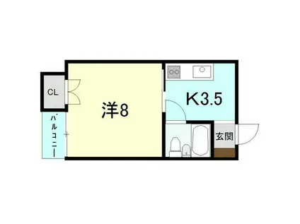 セイフリィ松島(1K/3階)の間取り写真