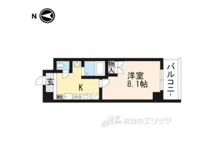 マインズ・コム四条大宮(1K/9階)の間取り写真