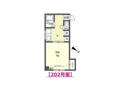 BONNE NUIT(1K/2階)の間取り写真