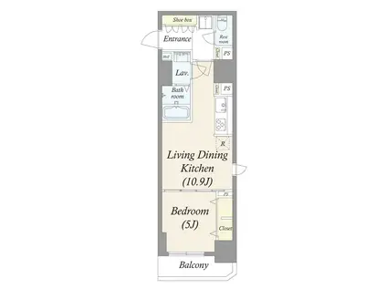 GRAN PASEO浅草入谷(1LDK/10階)の間取り写真