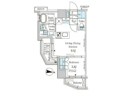 パークアクシス木場キャナル ウエスト(1LDK/8階)の間取り写真