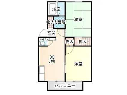 ワイズカデル(2DK/2階)の間取り写真