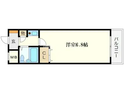 シティーアリーナ阿波座西(1K/4階)の間取り写真