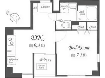 アイル池袋ノース・弐番館(1DK/8階)の間取り写真