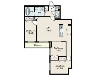 SーRESIDENCE豊平公園ALORIA(3LDK/4階)の間取り写真