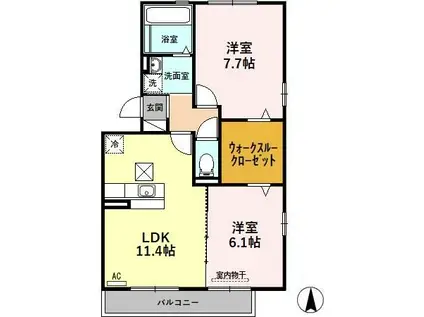 グレイスSE(2LDK/1階)の間取り写真
