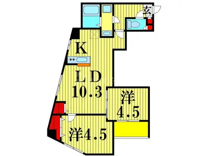 ガーデンフォレスト親水公園(2LDK/2階)の間取り写真