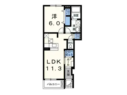 トゥー・ル・モンド(1LDK/1階)の間取り写真