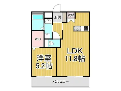 MICAELENOKURAKUEN(1LDK/1階)の間取り写真