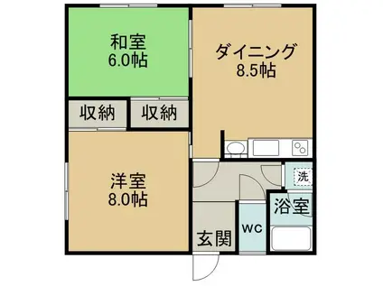 マリンマンションB(2DK/2階)の間取り写真