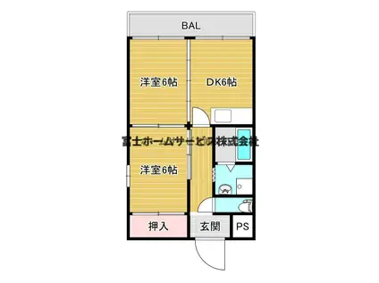 ヴィヌーベル長居(2DK/2階)の間取り写真