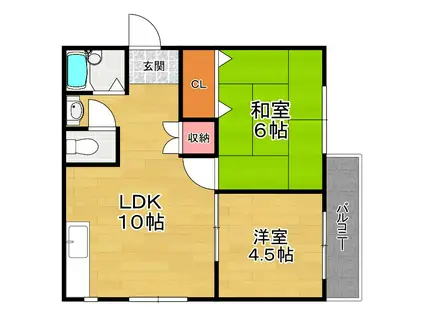 プラディオ松ヶ丘(2LDK/2階)の間取り写真