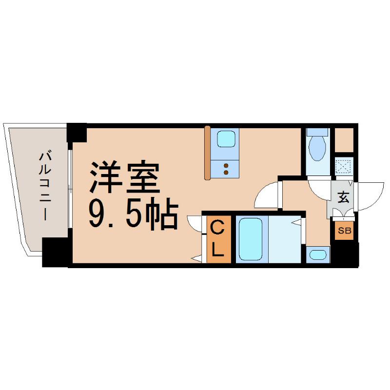 プレサンスSAKAEリバースタイル(1K/2階)の間取り写真