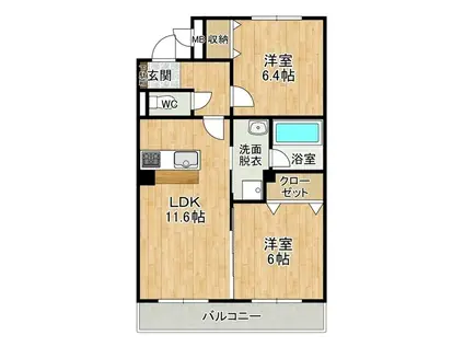 ルクシール荒川本郷(2LDK/2階)の間取り写真