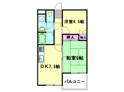 グリーンヒルアドバンス(2DK/2階)の間取り写真